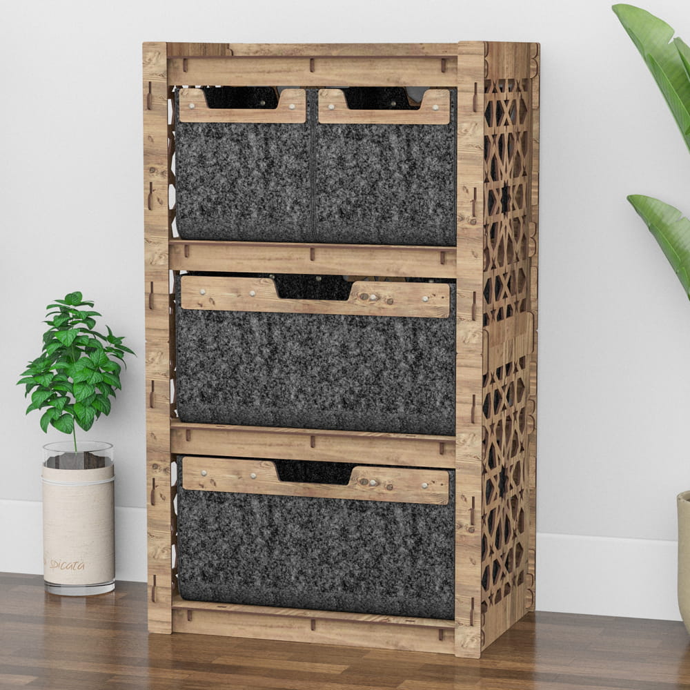 Hexagonica Комод на 4 ящика черные корзинки Arabic 2М+2В (900В х 528Ш х 345Г)