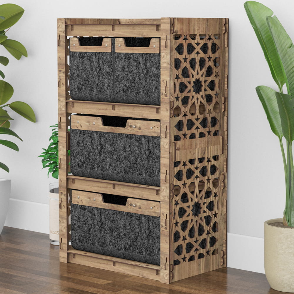Hexagonica Комод на 4 ящика черные корзинки Arabic 2М+2В (900В х 528Ш х 345Г)