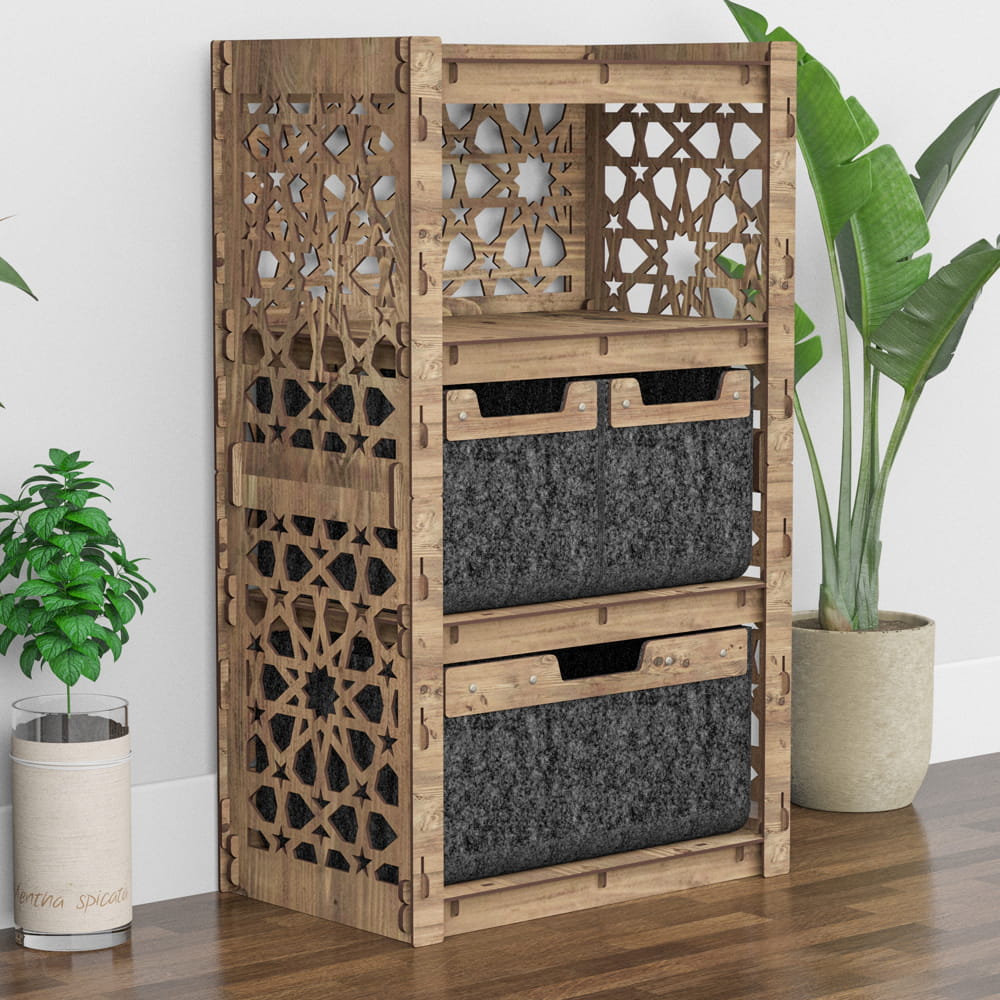 Hexagonica Комод на 3 ящика черные корзинки Arabic 2М+1В (900В х 528Ш х 345Г)