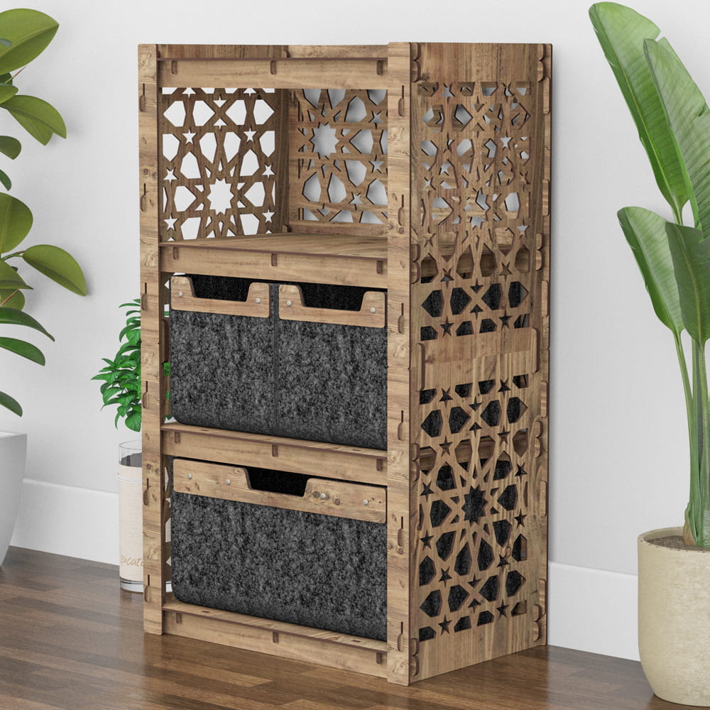 Hexagonica Комод на 3 ящика черные корзинки Arabic 2М+1В (900В х 528Ш х 345Г)