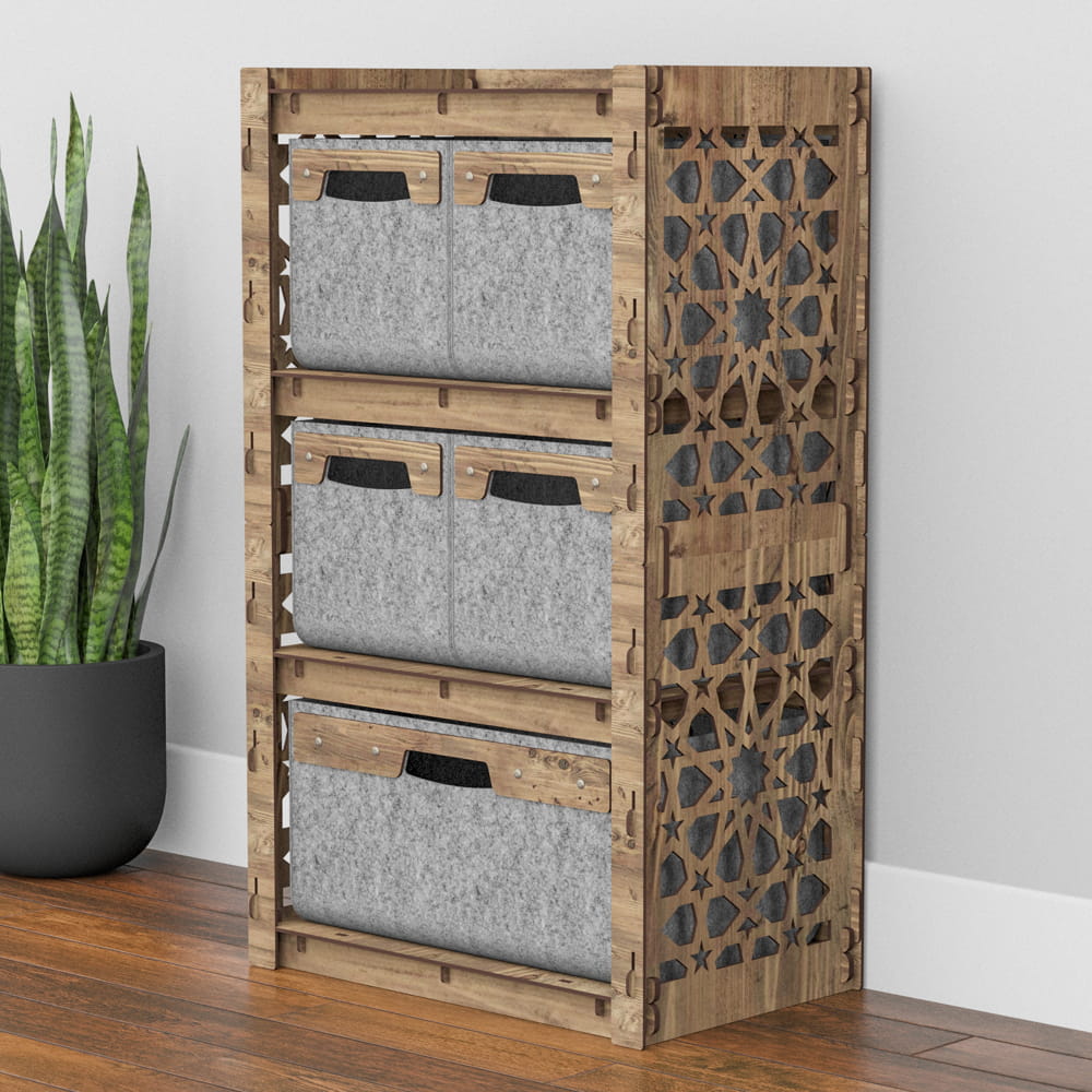 Hexagonica Комод на 5 шухляд сірі кошики Arabic 4М+1В (900В х 528Ш х 345Г)