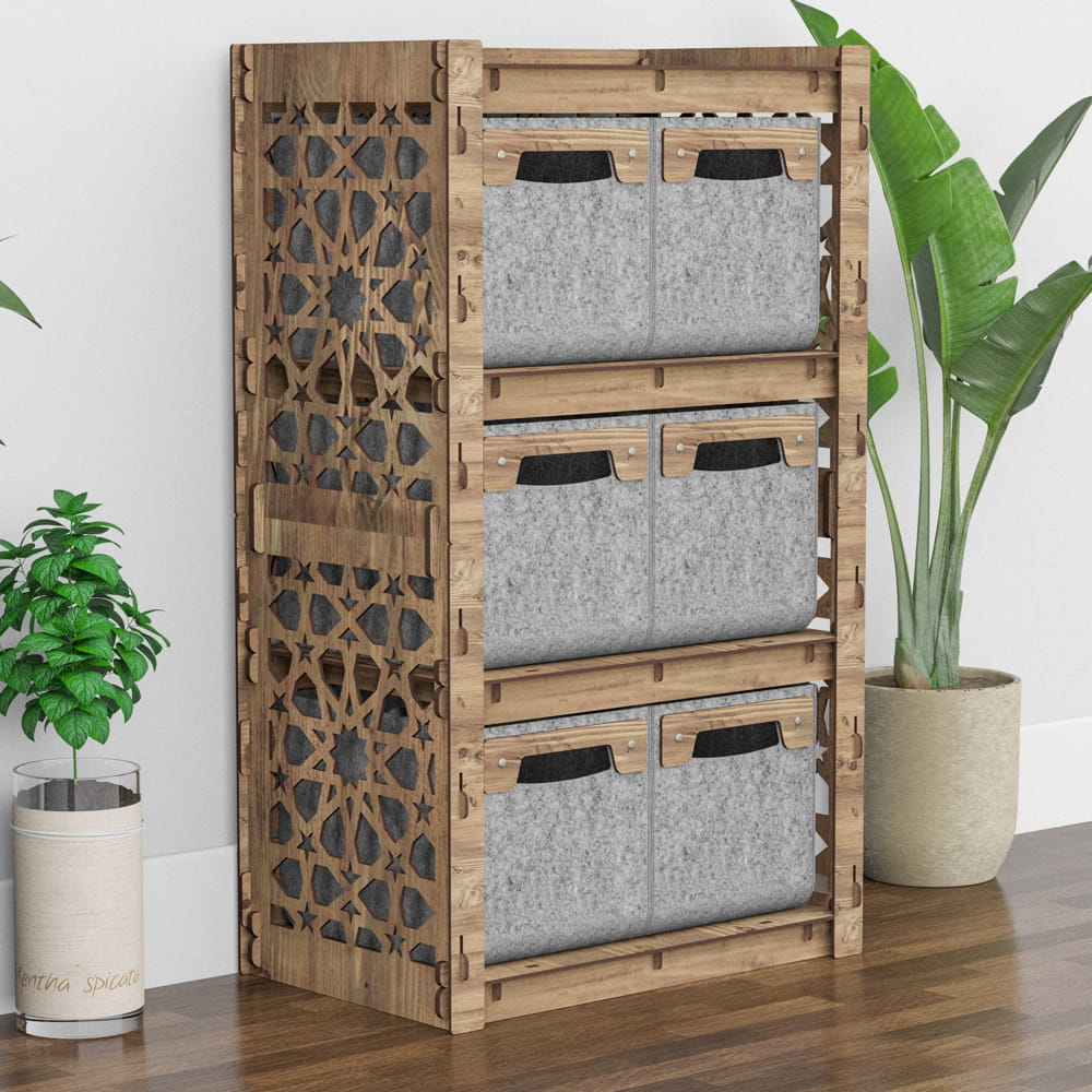 Hexagonica Комод на 6 ящиков серые корзинки Arabic 6М (900В х 528Ш х 345Г)