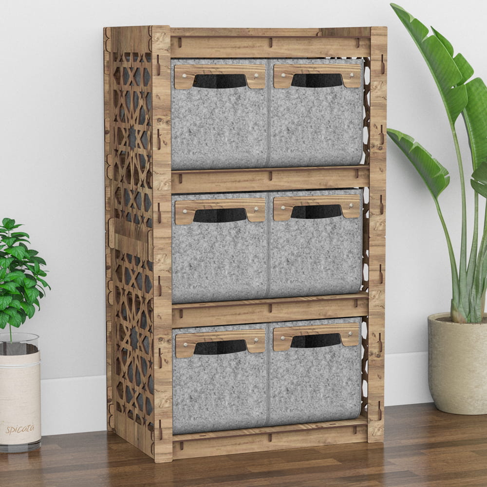 Hexagonica Комод на 6 шухляд сірі кошики Arabic 6М (900В х 528Ш х 345Г)