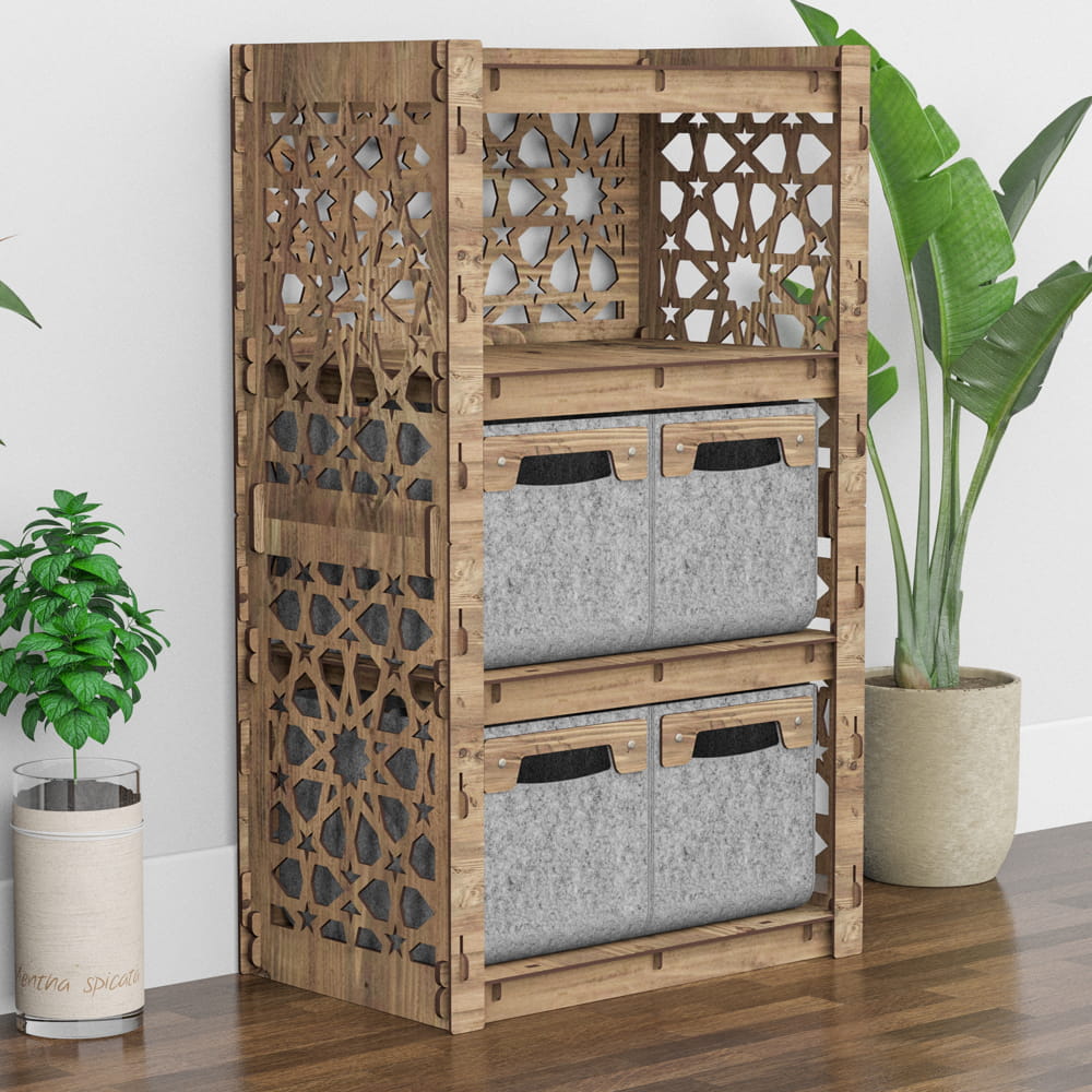 Hexagonica Комод на 4 ящика серые корзинки Arabic 4М (900В х 528Ш х 345Г)