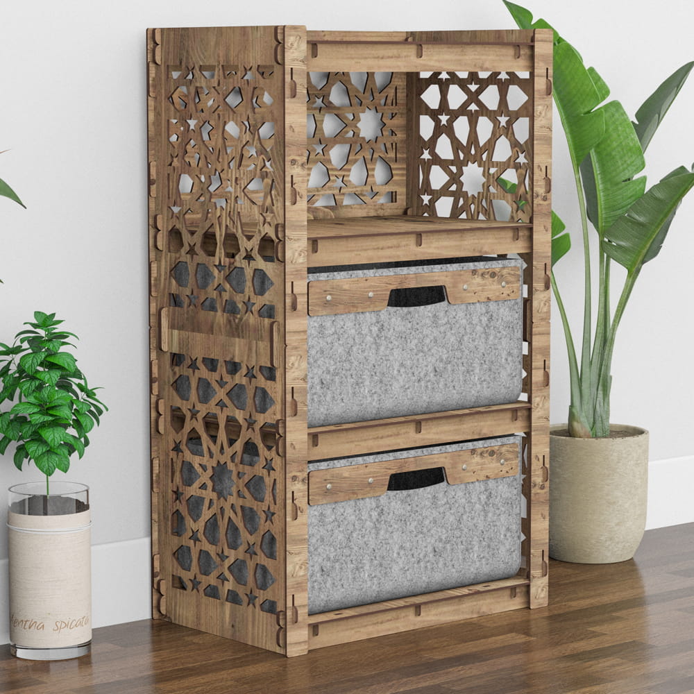Hexagonica Комод на 2 ящика серые корзинки Arabic 2В (900В х 528Ш х 345Г)