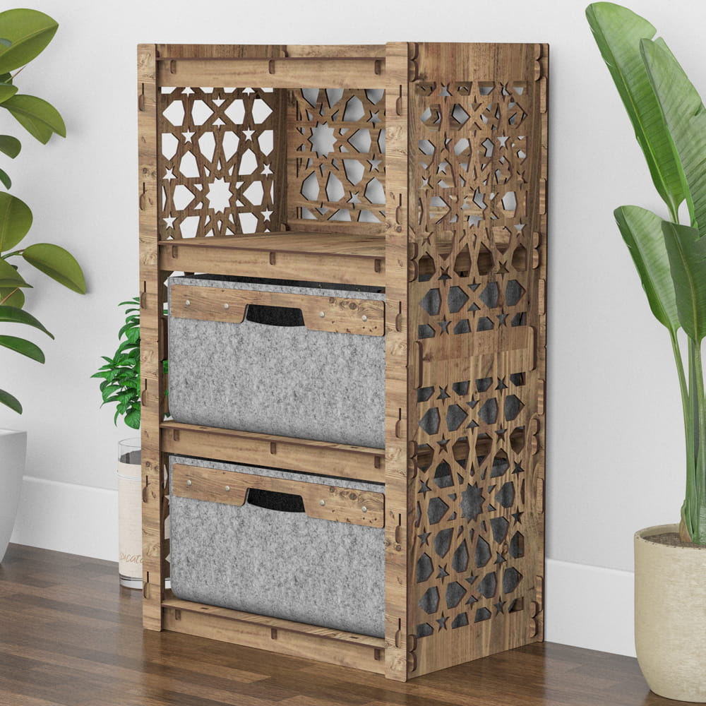 Hexagonica Комод на 2 ящика серые корзинки Arabic 2В (900В х 528Ш х 345Г)