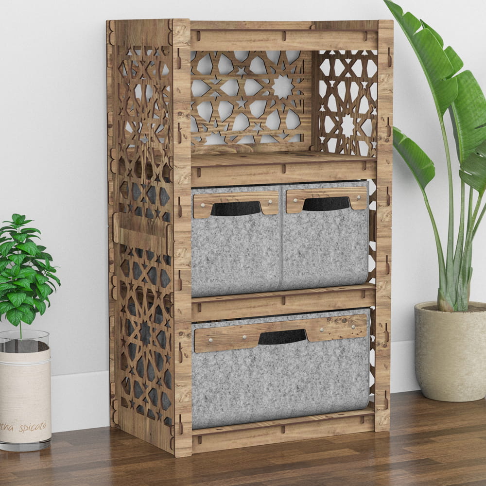 Hexagonica Комод на 3 ящика серые корзинки Arabic 2М+1В (900В х 528Ш х 345Г)