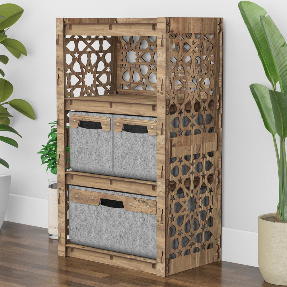 Hexagonica Комод на 3 ящика серые корзинки Arabic 2М+1В (900В х 528Ш х 345Г)