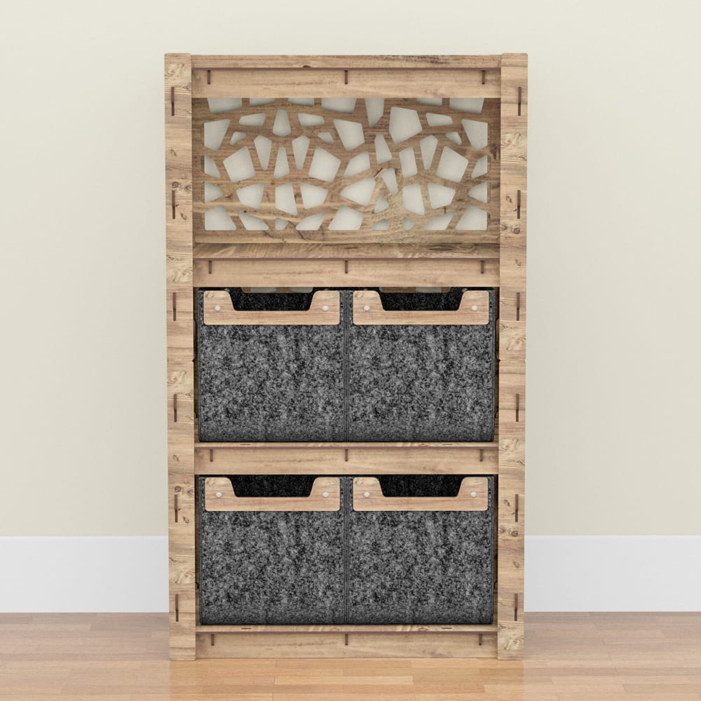 Hexagonica Комод на 4 ящика черные корзинки Stones 4М (900В х 528Ш х 345Г)