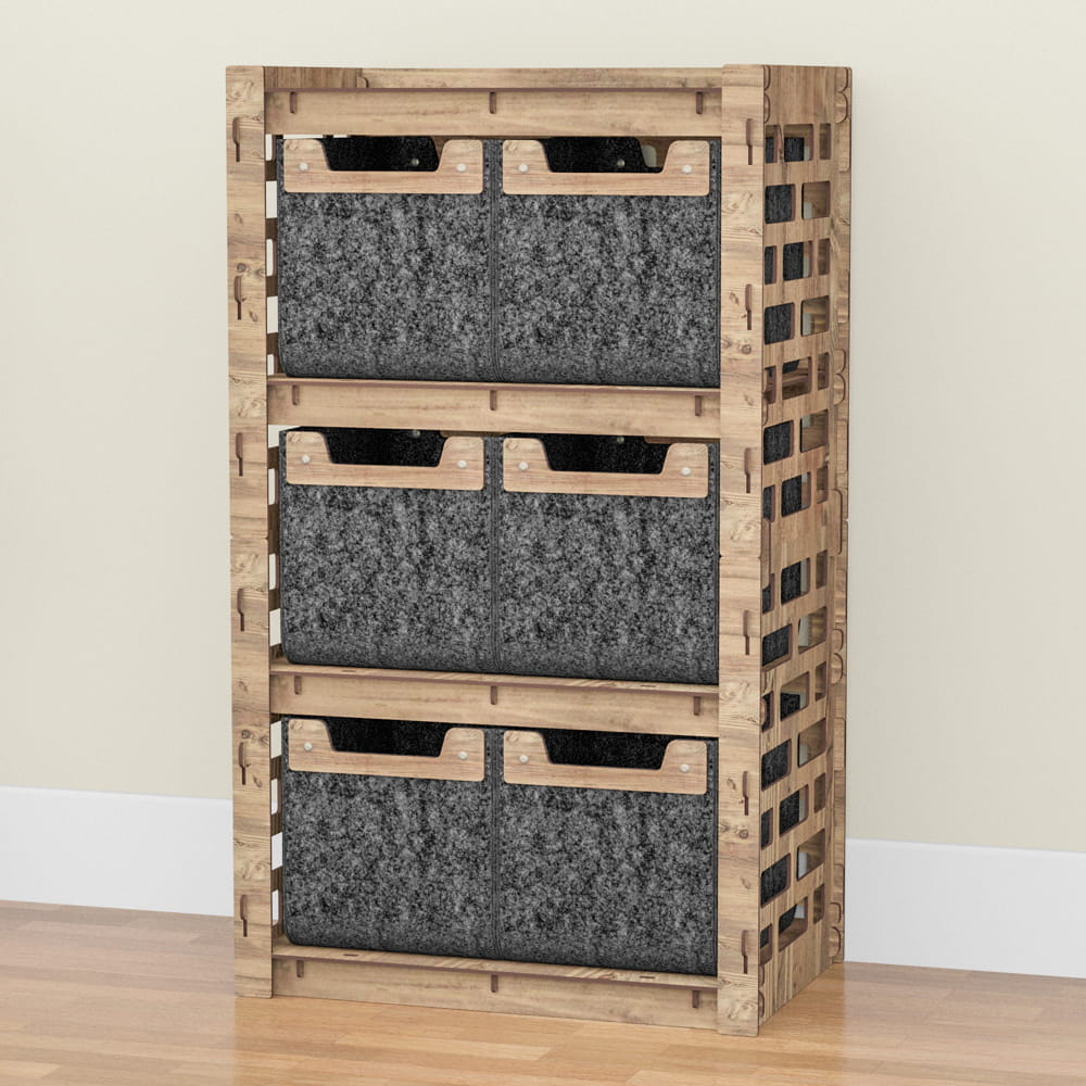 Hexagonica Комод на 6 ящиков черные корзинки Brickwall 6М (900В х 528Ш х 345Г)