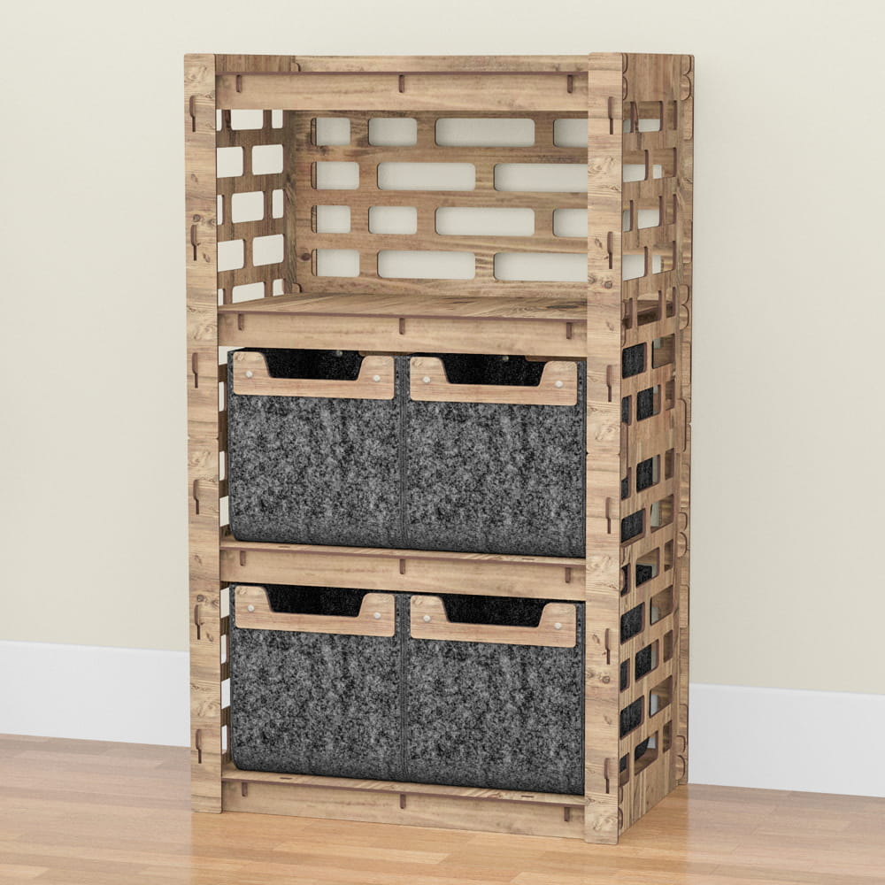 Hexagonica Комод на 4 ящика черные корзинки Brickwall 4М (900В х 528Ш х 345Г)