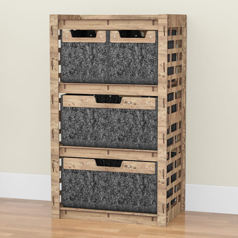 Hexagonica Комод на 4 ящика черные корзинки Brickwall 2М+2В (900В х 528Ш х 345Г)