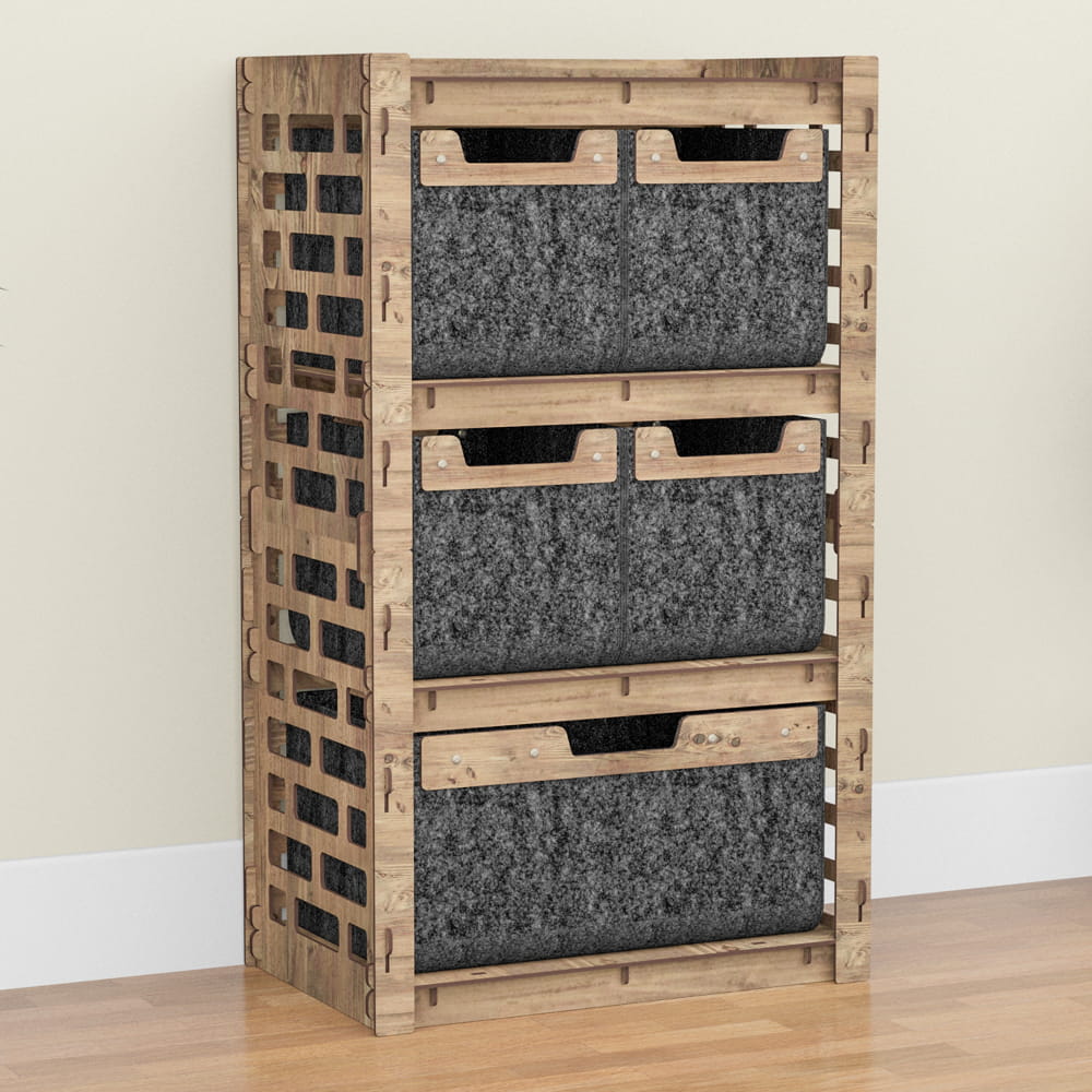 Hexagonica Комод на 5 шухляд чорні кошики Brickwall 4М+1В (900В х 528Ш х 345Г)