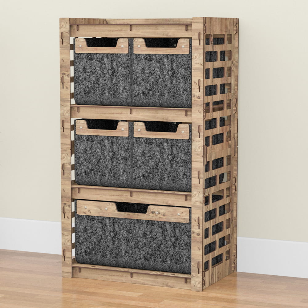 Hexagonica Комод на 5 шухляд чорні кошики Brickwall 4М+1В (900В х 528Ш х 345Г)