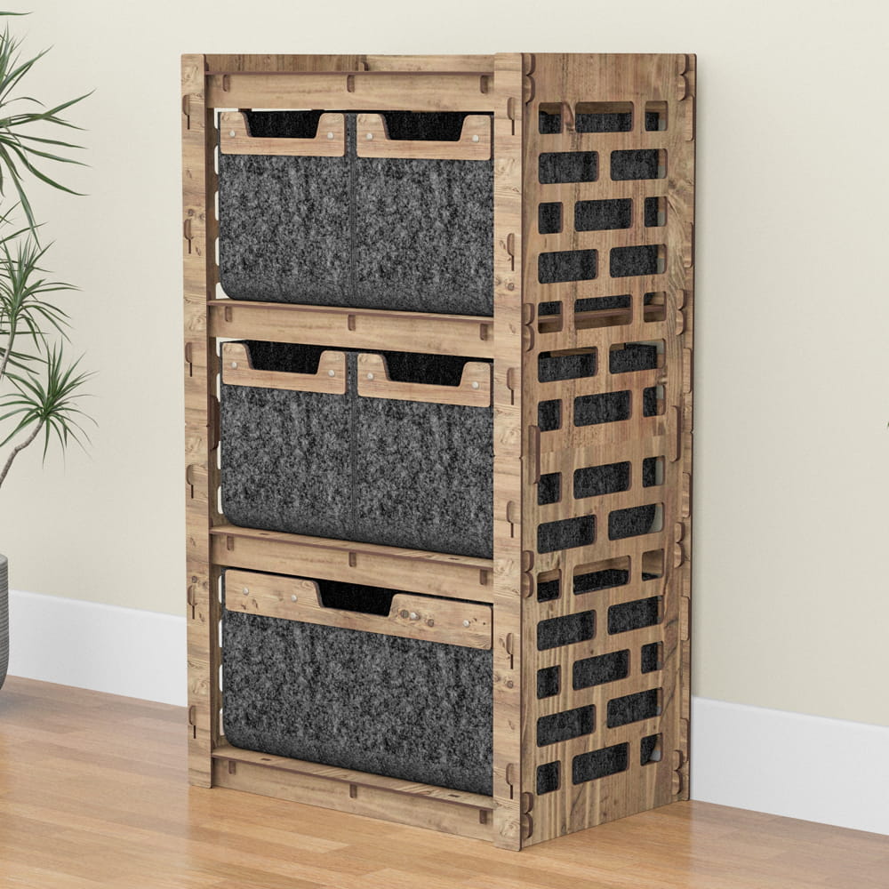 Hexagonica Комод на 5 шухляд чорні кошики Brickwall 4М+1В (900В х 528Ш х 345Г)