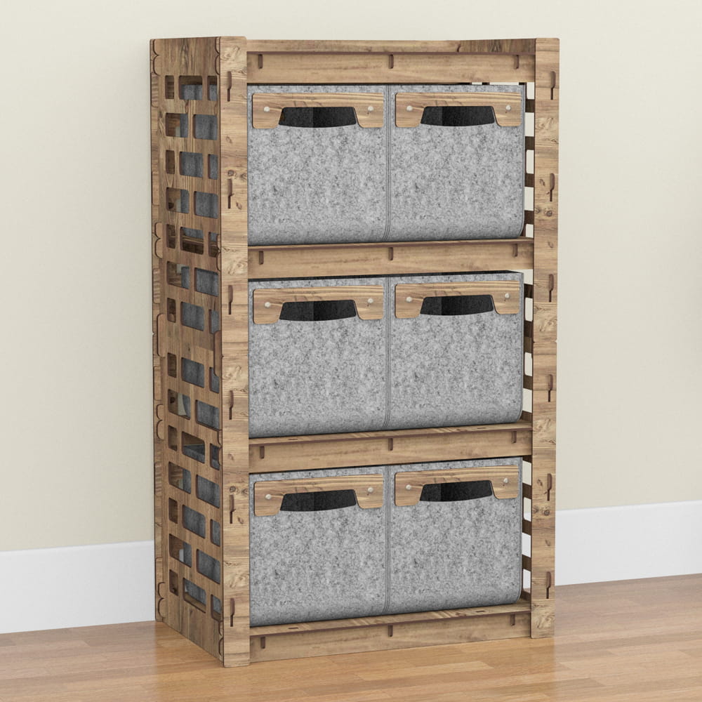 Hexagonica Комод на 6 шухляд сірі кошики Brickwall 6М (900В х 528Ш х 345Г)