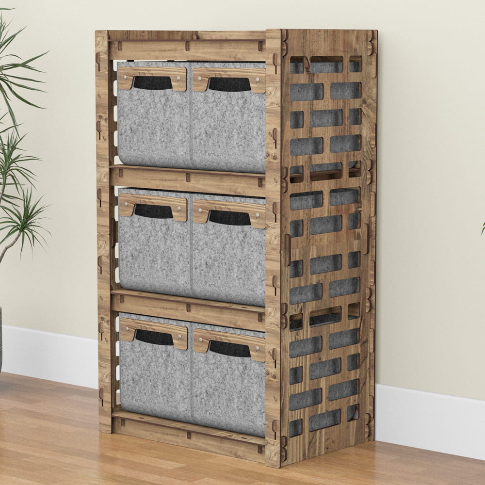 Hexagonica Комод на 6 шухляд сірі кошики Brickwall 6М (900В х 528Ш х 345Г)