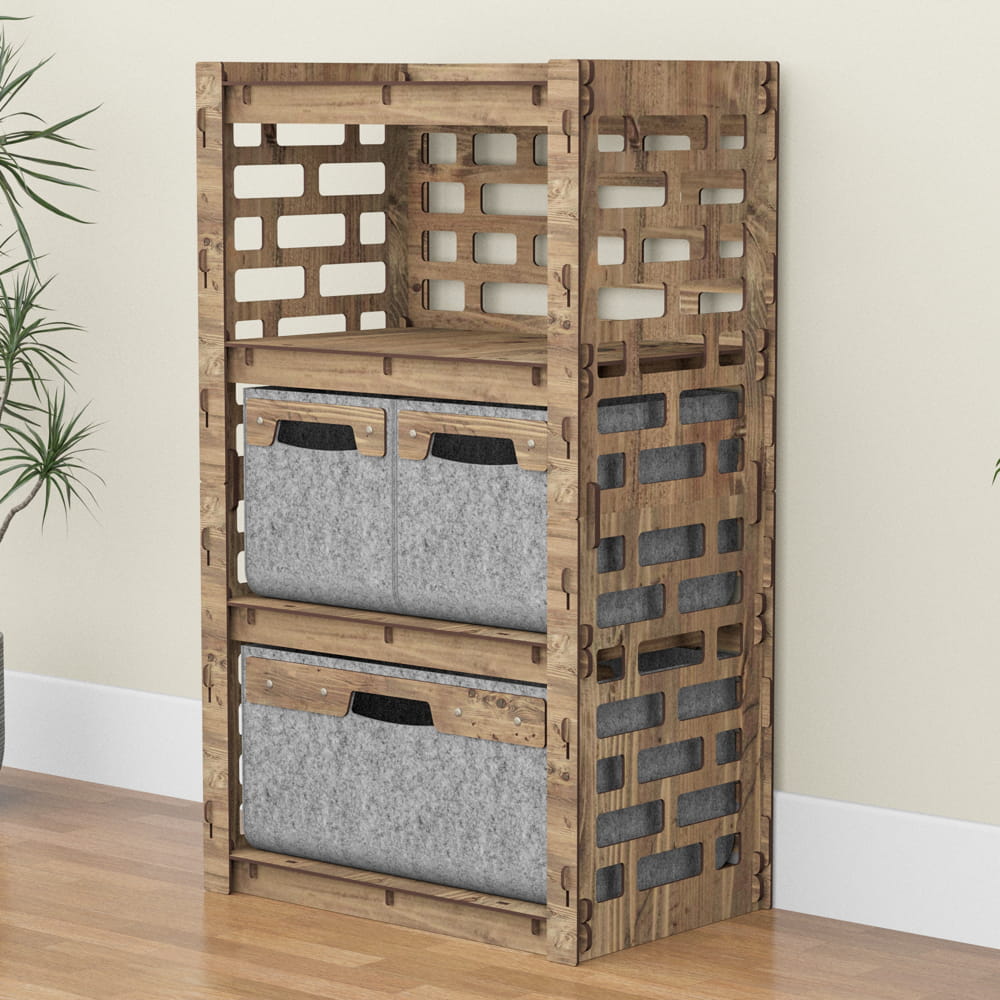 Hexagonica Комод на 3 шухляди сірі кошики Brickwall 2М+1В (900В х 528Ш х 345Г)