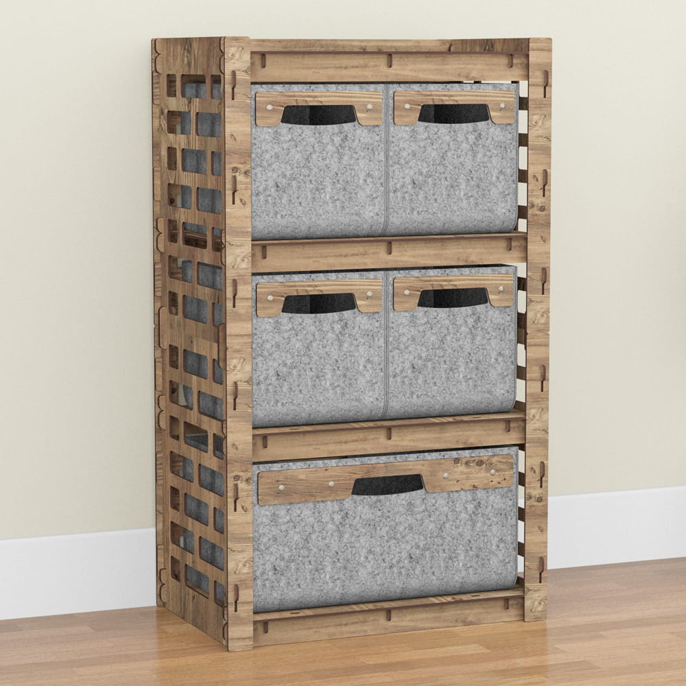 Hexagonica Комод на 5 шухляд сірі кошики Brickwall 4М+1В (900В х 528Ш х 345Г)