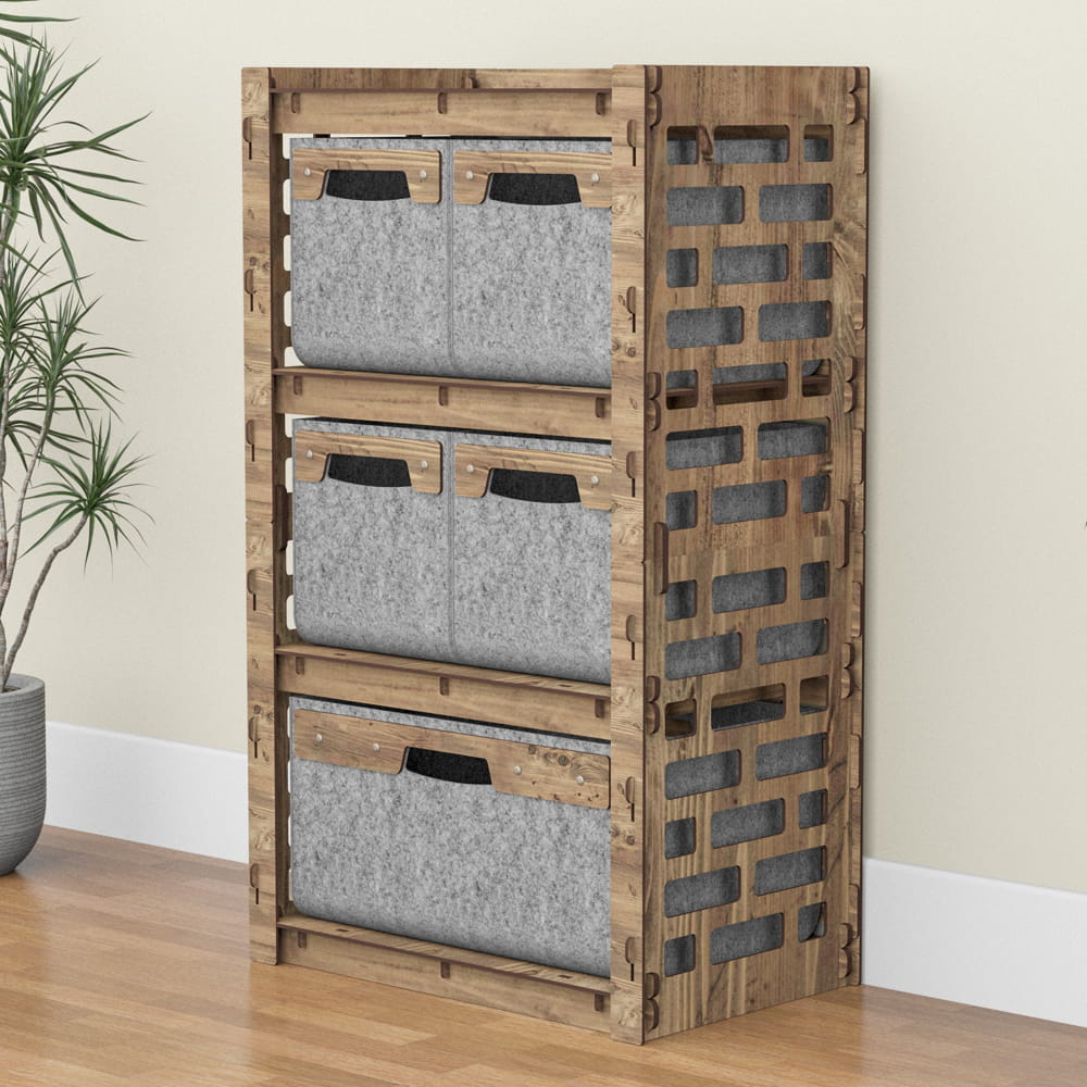 Hexagonica Комод на 5 шухляд сірі кошики Brickwall 4М+1В (900В х 528Ш х 345Г)