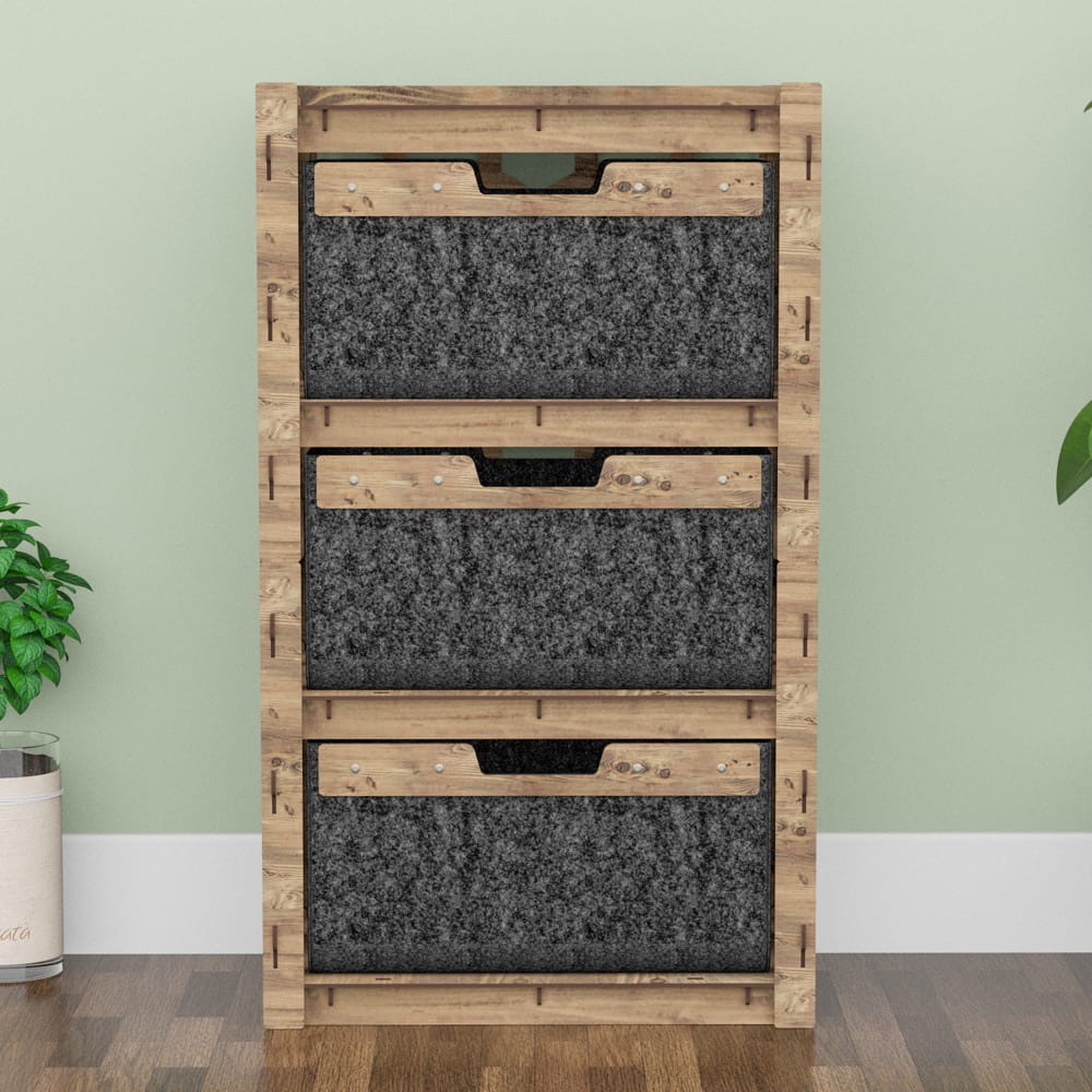 Hexagonica Комод на 3 ящика черные корзинки Honeycomb 3В (900В х 528Ш х 345Г)