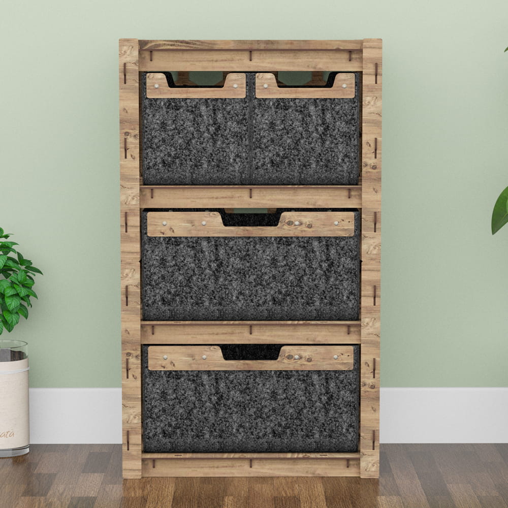 Hexagonica Комод на 4 ящика черные корзинки Honeycomb 2М+2В (900В х 528Ш х 345Г)