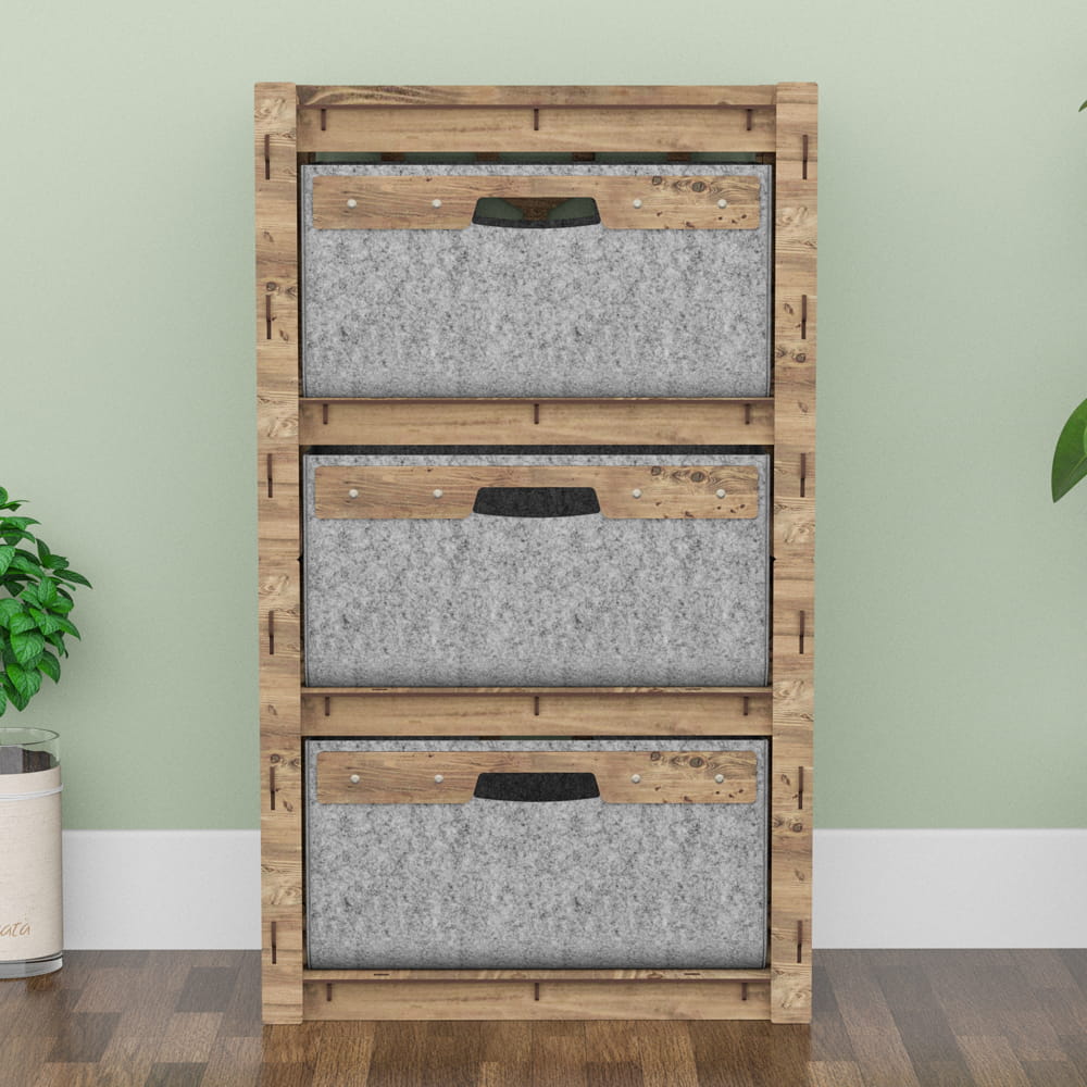 Hexagonica Комод на 3 ящика серые корзинки Honeycomb 3В (900В х 528Ш х 345Г)