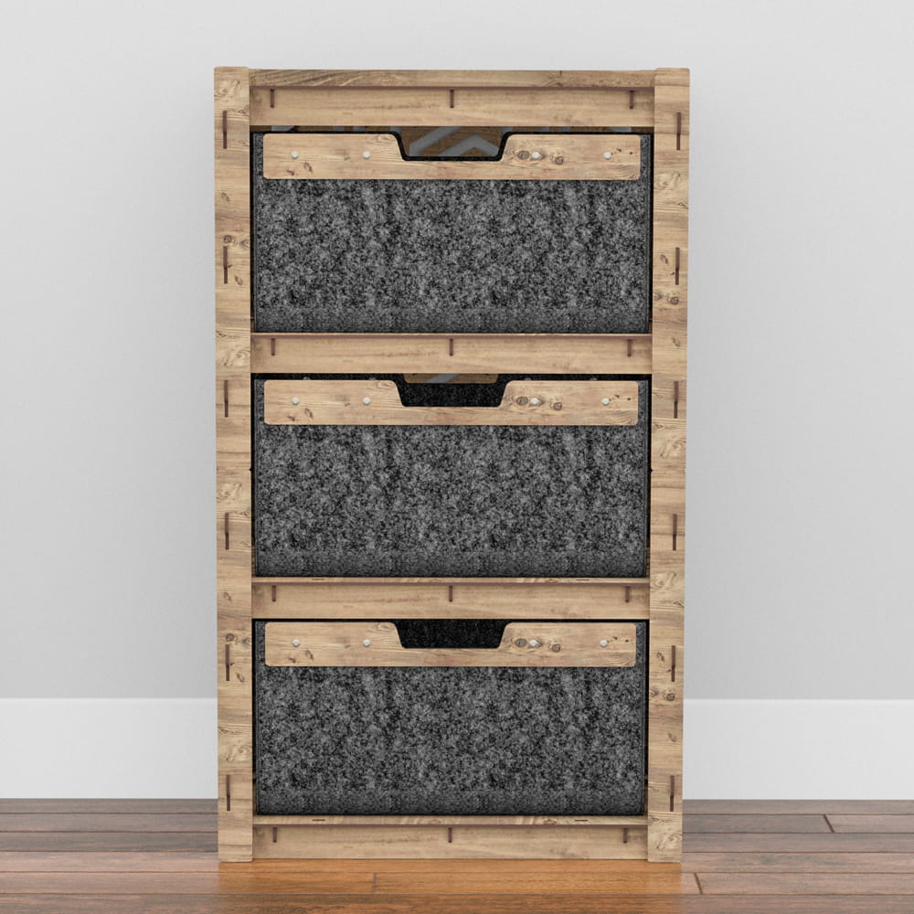 Hexagonica Комод на 3 ящика черные корзинки Chevron 3В (900В х 528Ш х 345Г)