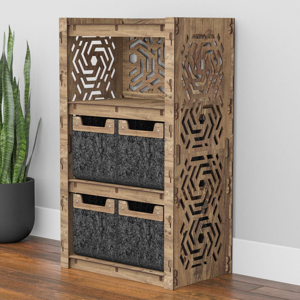 Hexagonica Комод на 4 ящика черные корзинки Chevron 4М (900В х 528Ш х 345Г)