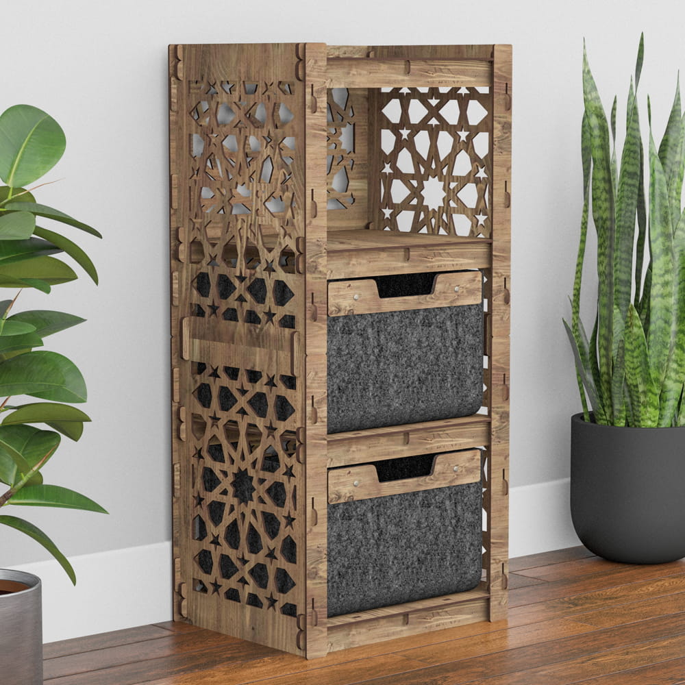 Hexagonica Комод на 2 ящика черные корзинки Arabic 2В (900В х 413Ш х 345Г)