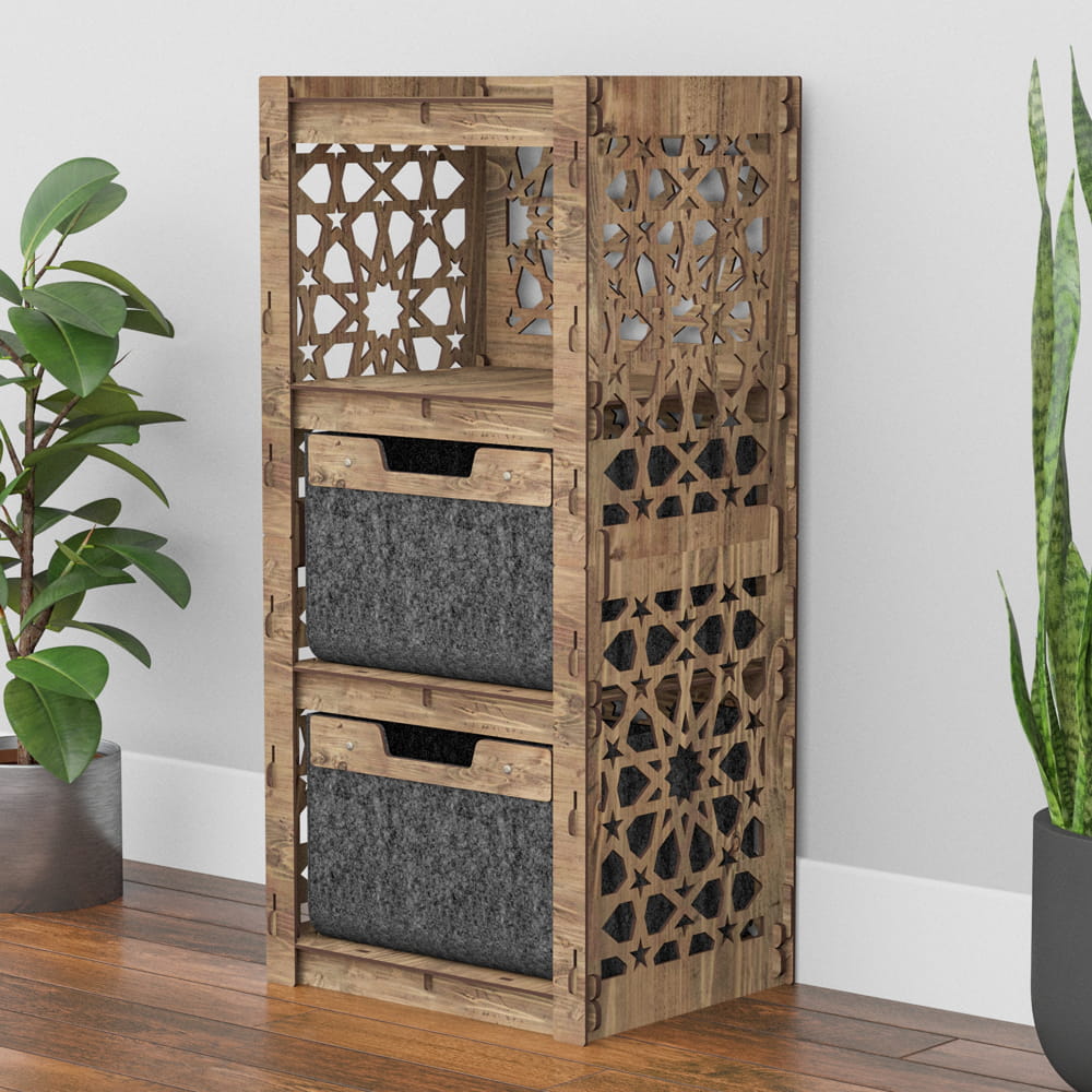 Hexagonica Комод на 2 ящика черные корзинки Arabic 2В (900В х 413Ш х 345Г)