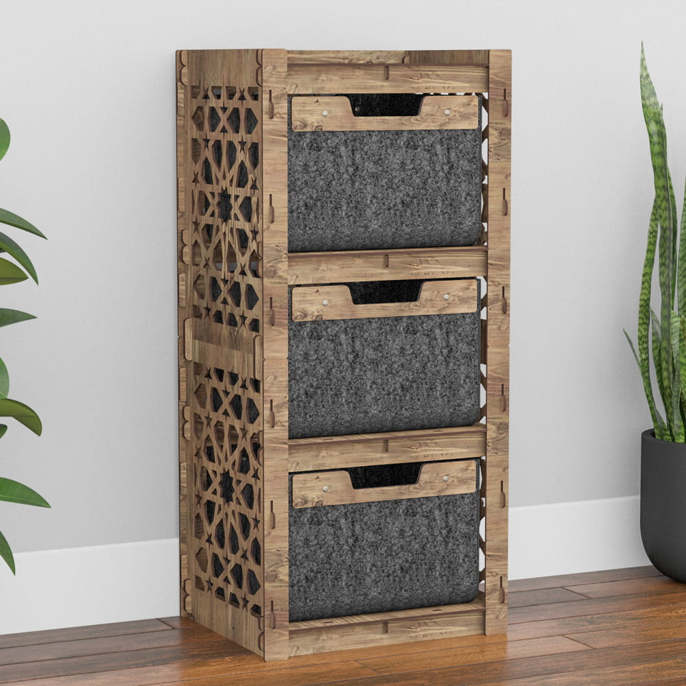 Hexagonica Комод на 3 ящика черные корзинки Arabic 3В (900В х 413Ш х 345Г)