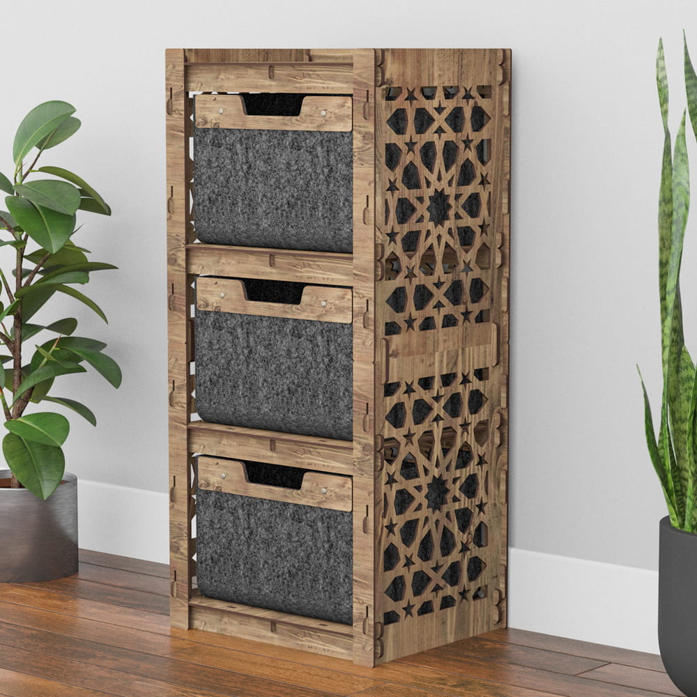 Hexagonica Комод на 3 ящика черные корзинки Arabic 3В (900В х 413Ш х 345Г)