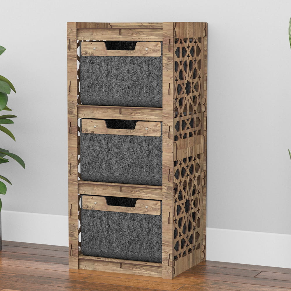 Hexagonica Комод на 3 ящика черные корзинки Arabic 3В (900В х 413Ш х 345Г)