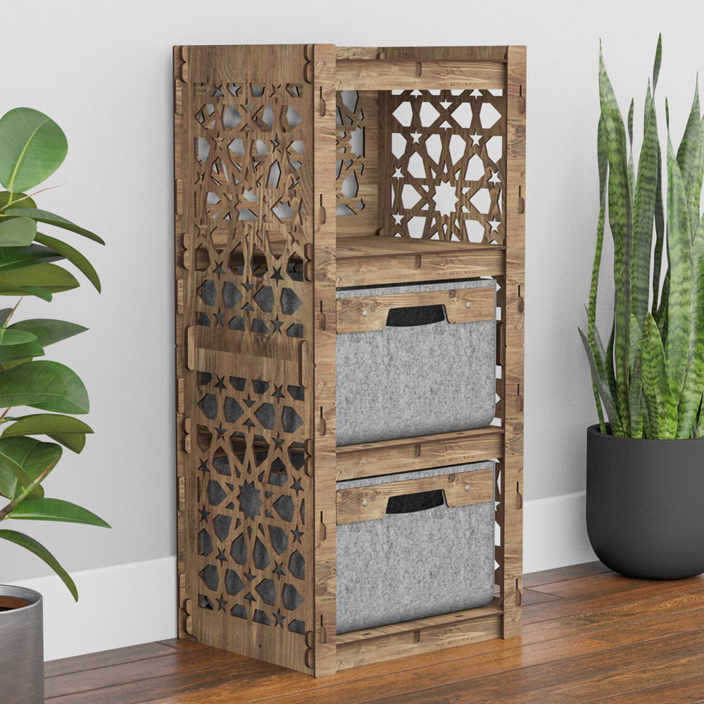 Hexagonica Комод на 2 ящика серые корзинки Arabic 2В (900В х 413Ш х 345Г)