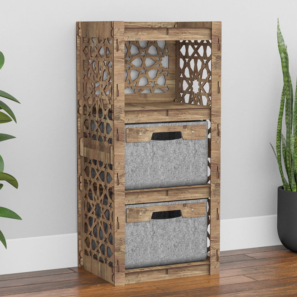 Hexagonica Комод на 2 ящика серые корзинки Arabic 2В (900В х 413Ш х 345Г)