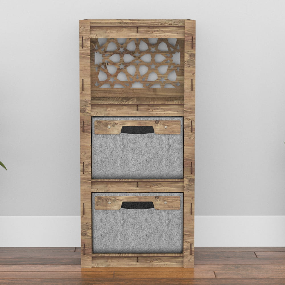 Hexagonica Комод на 2 ящика серые корзинки Arabic 2В (900В х 413Ш х 345Г)
