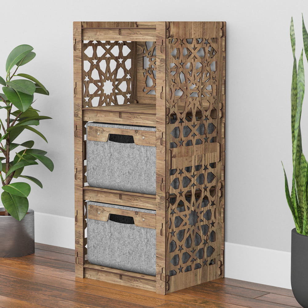 Hexagonica Комод на 2 ящика серые корзинки Arabic 2В (900В х 413Ш х 345Г)