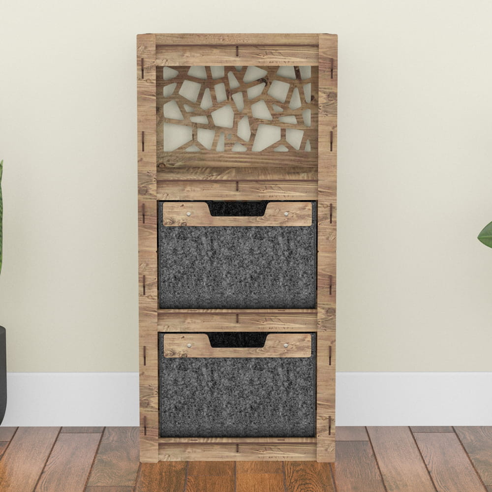 Hexagonica Комод на 2 ящика черные корзинки Stones 2В (900В х 413Ш х 345Г)