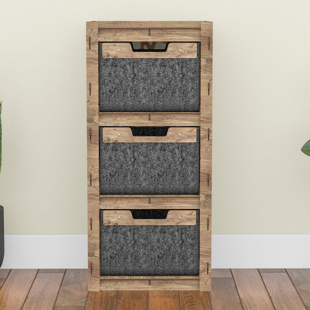 Hexagonica Комод на 3 ящика черные корзинки Stones 3В (900В х 413Ш х 345Г)