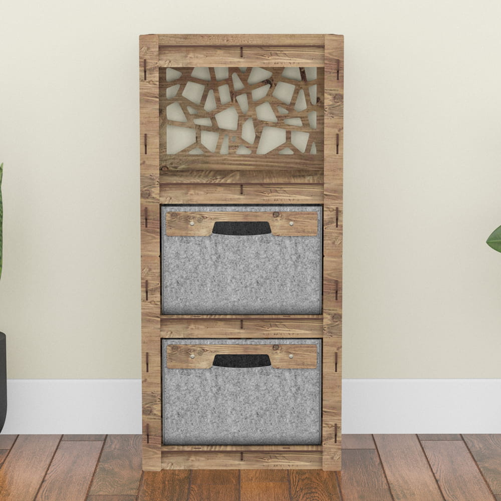 Hexagonica Комод на 2 ящика серые корзинки Stones 2В (900В х 413Ш х 345Г)