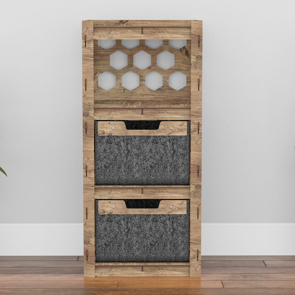 Hexagonica Комод на 2 ящика черные корзинки Honeycomb 2В (900В х 413Ш х 345Г)