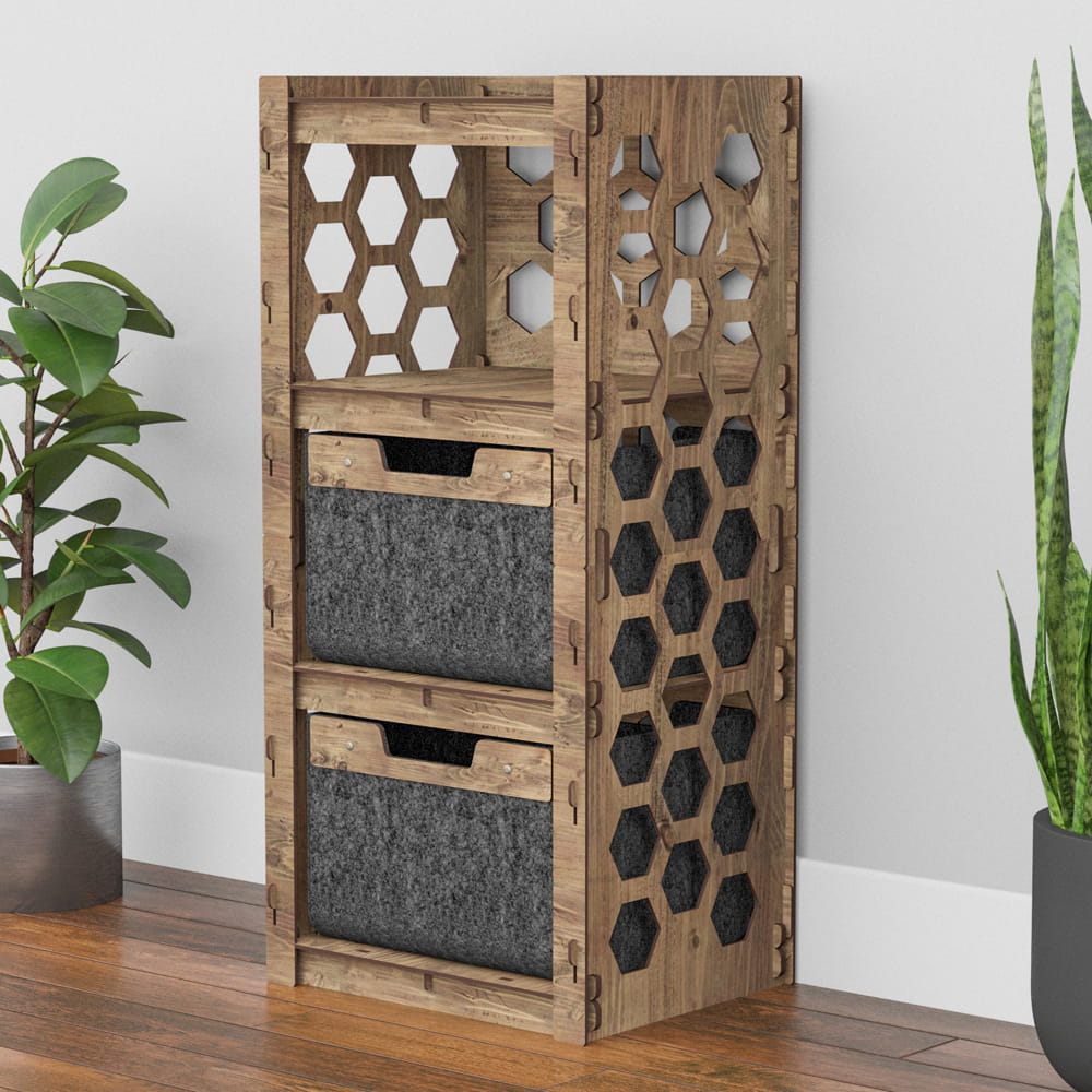 Hexagonica Комод на 2 ящика черные корзинки Honeycomb 2В (900В х 413Ш х 345Г)