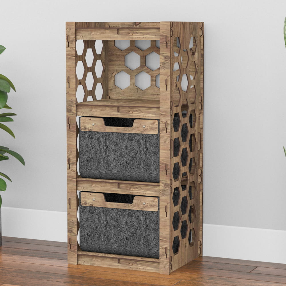 Hexagonica Комод на 2 ящика черные корзинки Honeycomb 2В (900В х 413Ш х 345Г)