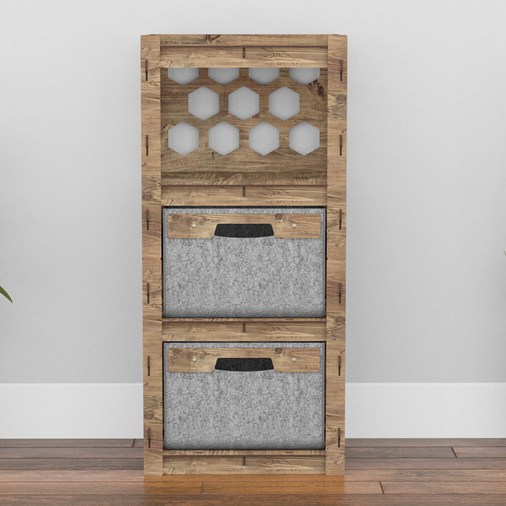 Hexagonica Комод на 2 ящика серые корзинки Honeycomb 2В (900В х 413Ш х 345Г)