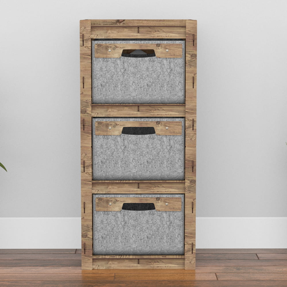 Hexagonica Комод на 3 ящика серые корзинки Honeycomb 3В (900В х 413Ш х 345Г)