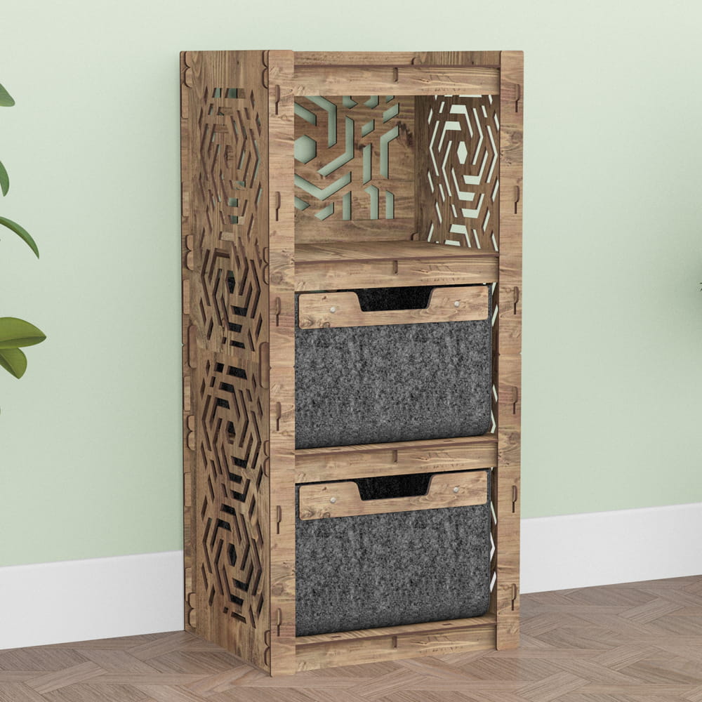 Hexagonica Комод на 2 ящика черные корзинки Chevron 2В (900В х 413Ш х 345Г)