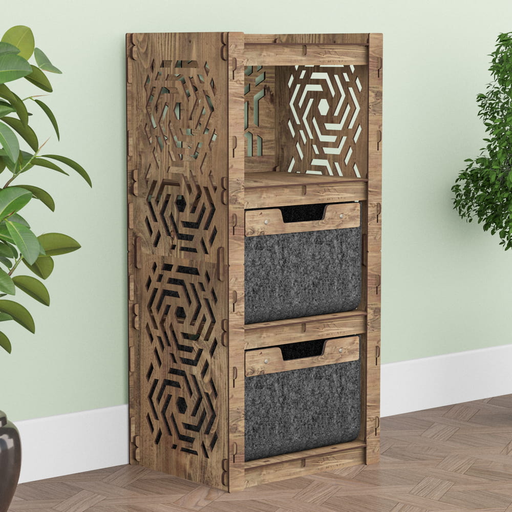 Hexagonica Комод на 2 ящика черные корзинки Chevron 2В (900В х 413Ш х 345Г)