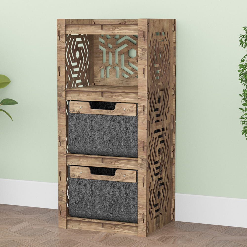 Hexagonica Комод на 2 ящика черные корзинки Chevron 2В (900В х 413Ш х 345Г)