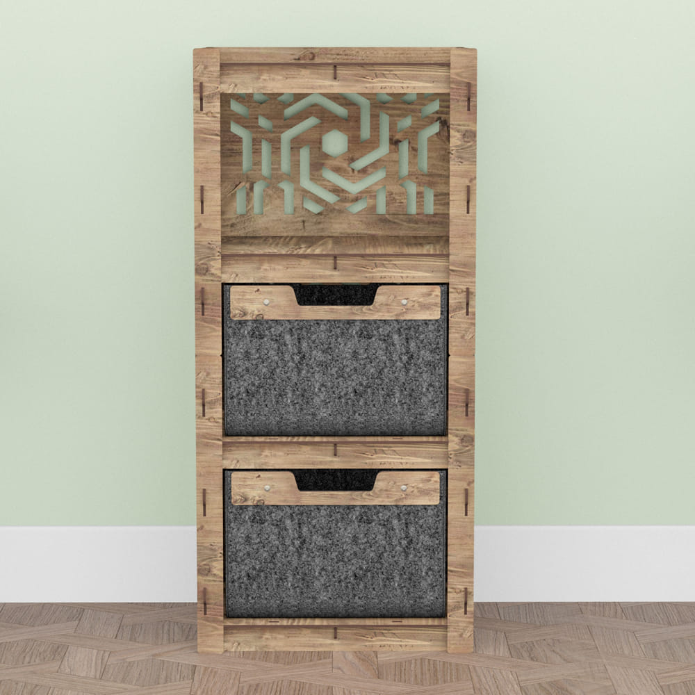 Hexagonica Комод на 2 ящика черные корзинки Chevron 2В (900В х 413Ш х 345Г)